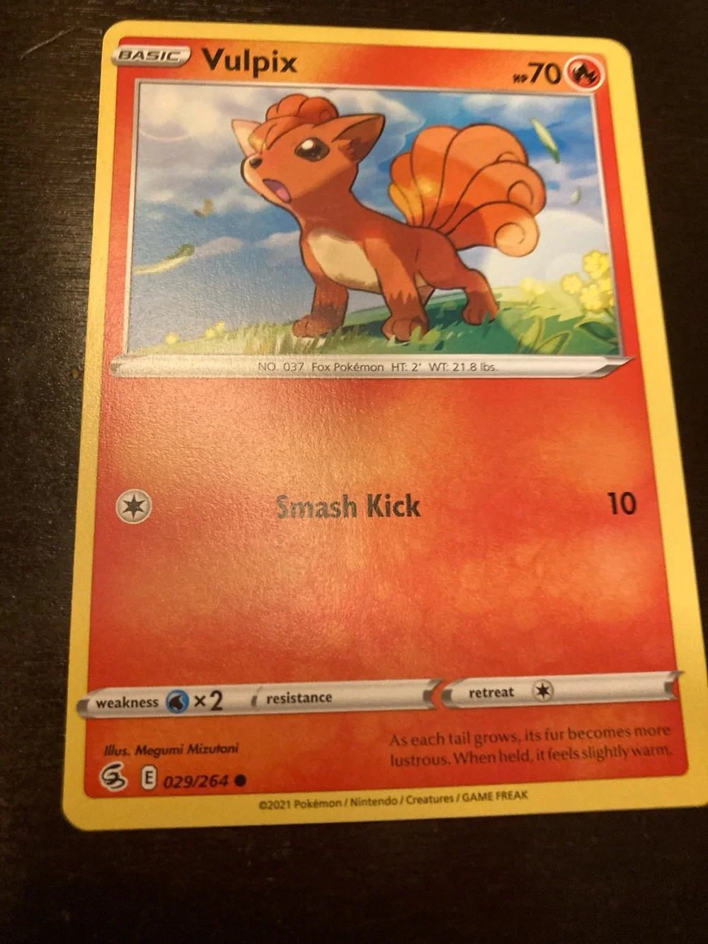 Pokemon Vulpix Card — Orange and Yellow Fire-Type